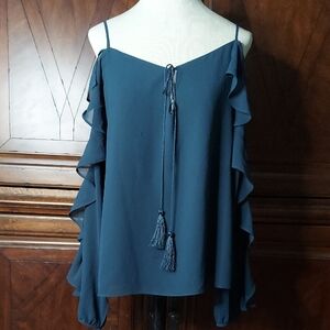 Shinestar Teal Ruffle Sleeve Blouse - NWT - Size M